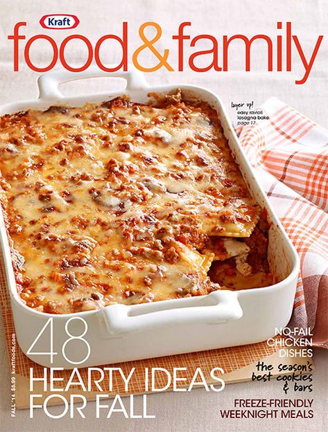 Steward of Savings : FREE Subscription to Kraft Food & Family Magazine! Ravioli Lasagna Bake, Easy Ravioli Lasagna, Baked Lasagna Recipe, Bake Turkey Wings Recipe, Lasagna Bake, Easy Ravioli, Baked Turkey Wings, Kraft Foods, Ravioli Lasagna