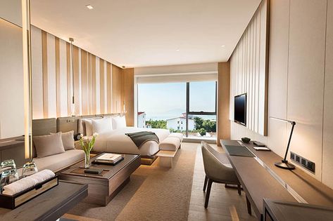 Joyze Hotel Xiamen • Curio Collection by Hilton by CCD Curio Collection, Hotel Room Interior, Suite Room, Wooden Table And Chairs, Hotel Room Design, Hotel Bedroom, Bedroom Decorating Ideas, Hotel Interiors, Modern Houses