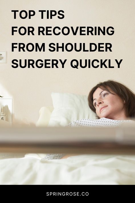 Image of a woman staring into the distance from a hospital bed with the title above reading: top tips for recovering from shoulder surgery quickly. Shoulder Replacement Surgery Recovery Tips, Post Shoulder Surgery Tips, Post Shoulder Surgery Clothing, Shoulder Replacement Surgery Recovery, Shoulder Surgery Recovery Tips, Rotator Cuff Surgery Recovery Tips, Shoulder Surgery Clothes, Rotator Cuff Surgery Recovery, Arthroscopic Shoulder Surgery