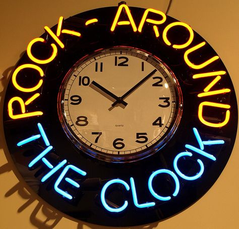 ROCK around the clock...Photo Credit: www.flickriver.com Table Activities, Ticking Clock, Bill Haley, Rock Around The Clock, Crazy Sister, Black Confetti, Neon Clock, White Confetti, Four O Clock