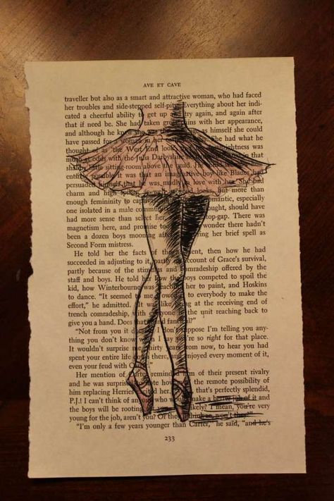 Drawing Ballerina, Ballerina Book, Altered Books Pages, Ballerina Drawing, Music Box Ballerina, Book Page Art, Ballet Art, Poetry Art, Dictionary Art