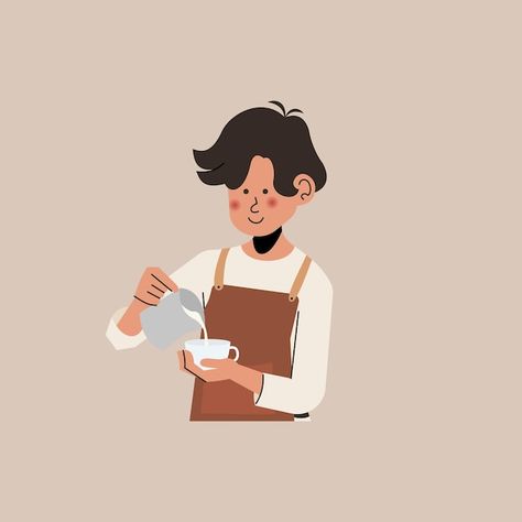 Barista making coffee vector illustratio... | Premium Vector #Freepik #vector #illustration #coffee #career #cook Barista Character, Barista Illustration, Barista Making Coffee, Barista Design, Coffee Vector Illustration, Barista Art, Coffee Vector, Making Coffee, Ice Bear