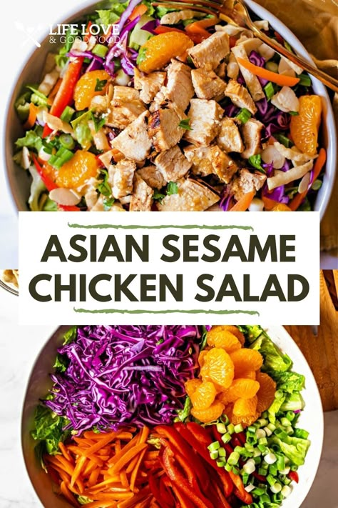 Asian Sesame Chicken Salad, Asian Sesame Salad, Asian Sesame Chicken, Sesame Chicken Salad, Ginger Vinaigrette, Sesame Salad, Asian Chicken Salads, Salad With Chicken, Mandarin Oranges