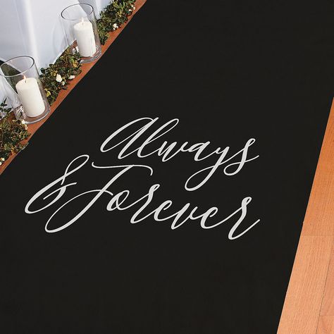 All Black Wedding Reception, Black Wedding Ceremony, Black Aisle Runner, Isle Runners, Wedding Votives, Ceremony Readings, Decor Checklist, Aisle Runner Wedding, Halloween Themed Wedding