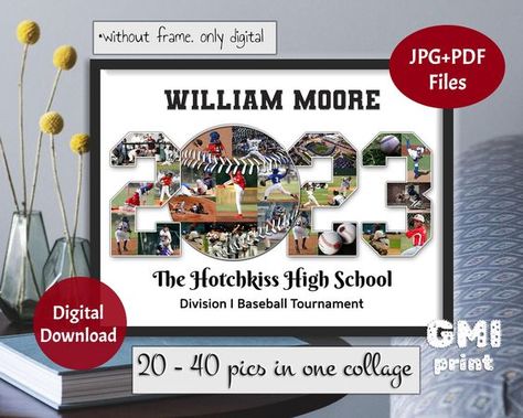 2023 Baseball Photo Collage, 2024 Photo YEAR Gift, Gift for Player, Grad Sport Collage, Senior Night Gift, Personalized Ball Gift, Digital Baseball Gift Basket, Basketball Senior Night Gifts, Volleyball Senior Night Gifts, Baseball Banquet, Collage Gifts, Senior Picture Props, Framed Poem, 2024 Photo, Senior Night Gifts