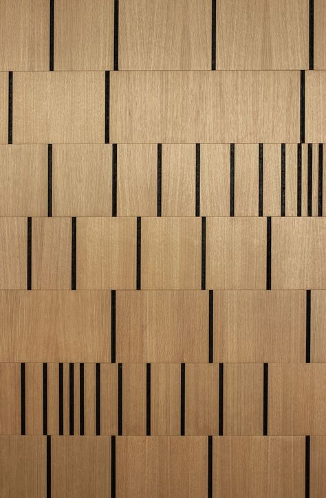 Straight on shot of a wood wall covering with dark smoked cork interrupting panels. Wood Panel Texture, Wood Interior Walls, Wood Wall Covering, Wood Panel Wall Decor, Wood Wall Paneling, Wood Wall Design, Modular Tile, Room Divider Walls, Veneer Panels