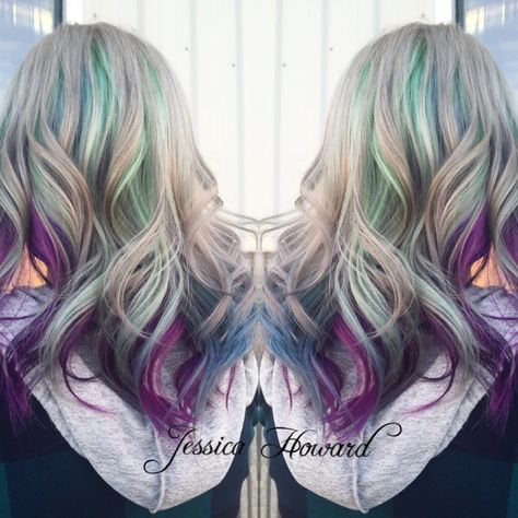 Purple and Mint hair. Pulp riot Blonde Purple And Green Hair, Purple And Green Hair, Mint Hair, Fabulous Hair, Pulp Riot, Lavender Hair, Hair Creations, Hair Coloring, Dark Blonde