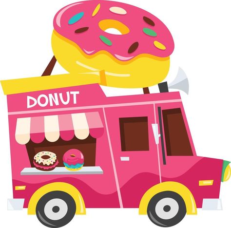 Donut Food Truck, Child Safety Activities, Cartoon Donut, Colorful Donuts, Illustration Colorful, Food Stock, The Cartoon, Food Trucks, Child Safety