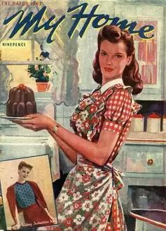 Hotpoint 1940s USA kitchens fridges housewife #7082965 Puzzle An Apron, My Home, Magazine Cover, Jelly, Apron, A Woman, Magazine, Cake