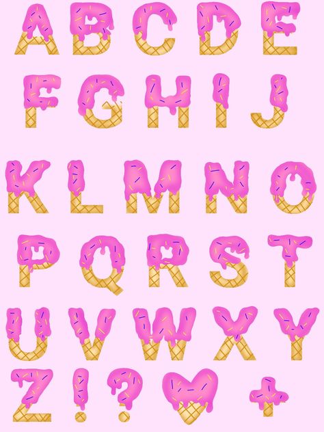 Ice Cream Font Alphabet, Typography Ice Cream, Ice Cream Lettering, Melting Letters Font, Escritura Aesthetic, Melting Typography, Ice Cream Typography, Melting Letters, Melting Font