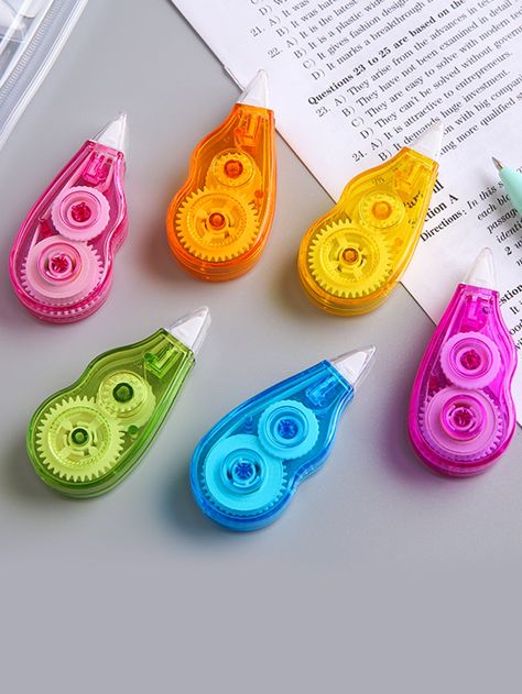 Multicolor    Plastic  Correction Tapes Embellished   Writing Supplies Cute Spiral Notebooks, Correction Tapes, Correction Tape, Creative Stationery, Stationary School, Sketch Pad, Writing Supplies, Diy Supplies, Easy To Use