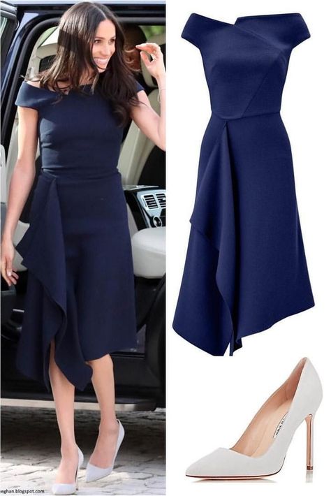 Elegant Luxury V-neck Midi Dress, Luxury V-neck Midi Dress With Flattering Silhouette, Luxury Chic Midi Dress With Cut-out Waist, Chic Blue V-neck Midi Dress, Triangle Body Shape Outfits, Luxury Black Midi Dress With V-neck Flattering Silhouette, Soiree Dress, Reception Dress, Petite Dresses