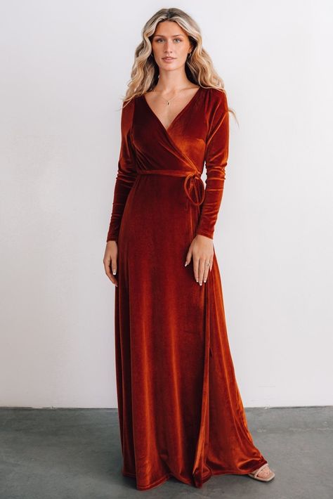 Velvet Bridesmaid Dresses, Velvet Wrap Dress, Baltic Born, Velvet Maxi Dress, Wrap Maxi Dress, Nursing Friendly, Rust Dress, Dress Dusty, Dress Gold