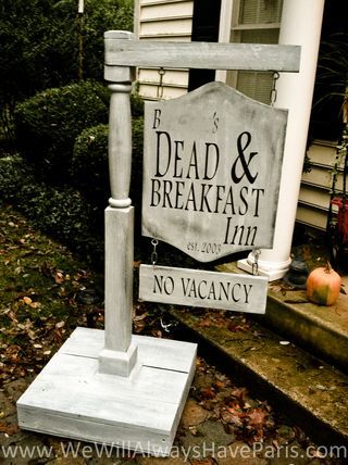 Dead & Breakfast (1 of 1) Halloween Bed And Breakfast Sign, Dead And Breakfast Sign, Pub Culture, Halloween Entrance, Halloween Bed, Halloween Outdoors, Dead And Breakfast, Halloween Minis, Outside Halloween Decorations