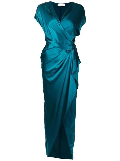 Long Elegant Wrap Dress, Deep Teal Outfit, Cowl Dress Draping, Witch Film, Turquoise Gown, Teal Gown, Dark Teal Dress, Teal Blue Dress, Teal Outfits