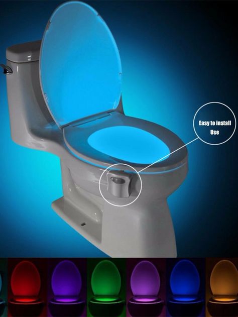 Bathroom Night Light, Night Of The Demons, Bathroom Lamp, Toilet Bowl, Bathroom Colors, Smart Lighting, Lamp Decor, Motion Sensor, Led Night Light