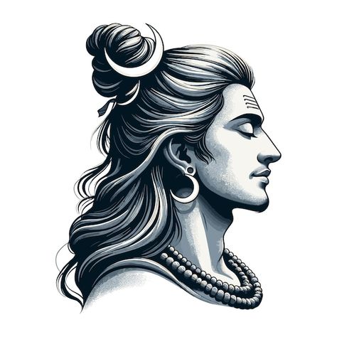 Mahadev Outline Drawing, Adiyogi Shiva Drawing Outline, Adiyogi Drawing Outline, Shiv Ji Face Sketch, Angry Lord Shiva Sketch, Side Face Drawing, Hanuman Tattoo, Shiva Sketch, Avengers Drawings