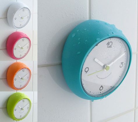 Get a Bathroom Clock and Limit Your Time Spent There! Bathroom Clocks, Bathroom Wall Clocks, Turquoise Bathroom, Waking Up In The Morning, Bathroom Clock, Digital Showers, Wall Drawing, Gorgeous Bathroom, Mirror With Shelf