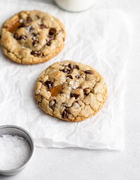 Salted Caramel Chocolate Chip Cookies, Cookies For Two, Carmel Chocolate, Caramel Chocolate Chip Cookies, Ultimate Cookies, Butter Toffee, Frozen Chocolate, Browned Butter, Salted Caramel Chocolate