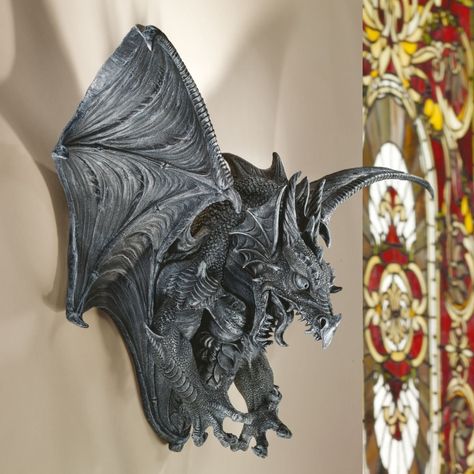 Amazon.com: Vengeance, the Dragon Wall Sculpture [Kitchen]: Patio, Lawn & Garden Gothic Dragon, Bat Wall, Dragon Glass, Dragon Wall, Halloween Wall Decor, Dragon Sculpture, Holiday Wall Decor, Halloween Wall Art, Design Toscano