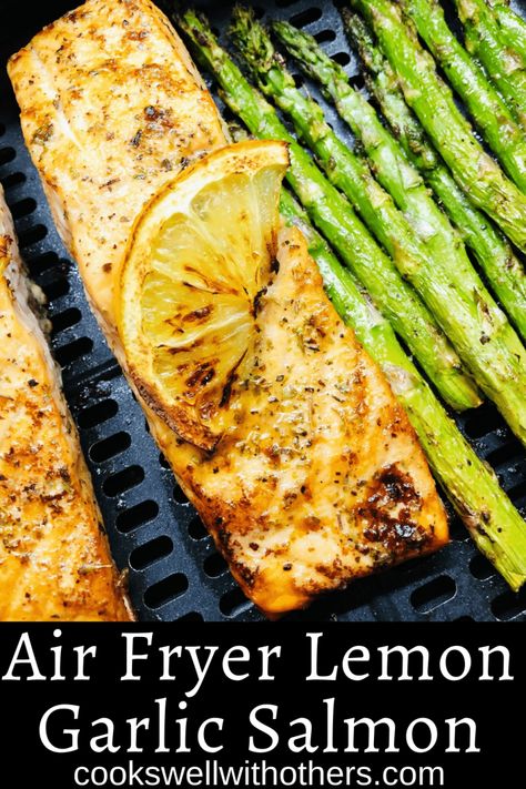 Lemon Herb Marinade, Lemon Salmon Recipes, Salmon In Air Fryer, Air Fryer Recipes Salmon, Herb Marinade, Asparagus Recipes Oven, Oven Salmon, Best Asparagus Recipe, Salmon With Lemon