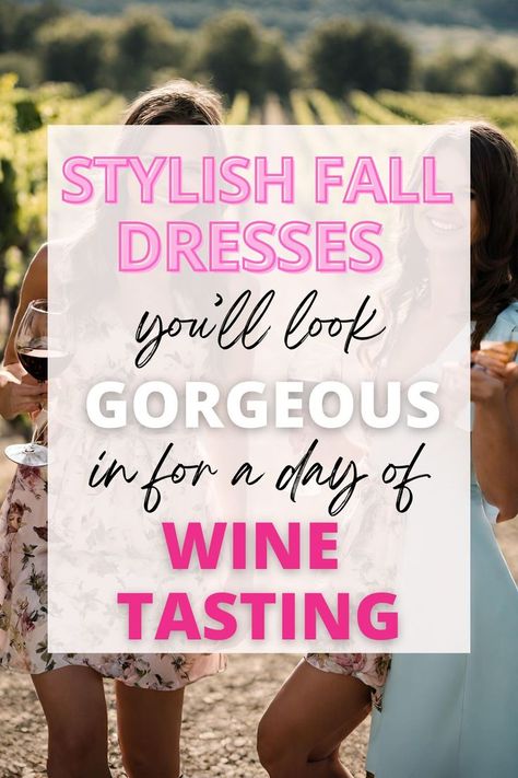 Fall winery dresses: what to wear for a day of wine tasting. Here are my favorite dresses to wear to winery this Fall. Embrace the vineyard ambiance with these curated fall wine tasting outfit inspirations. Cheers to memorable tastings and impeccable style! Click to shop these fall dresses. Fall Wine Tasting Outfit, Winery Outfit Fall, Winery Outfit, Wine Tasting Outfit, Wineries Outfit, Autumn Wine, The Vineyard, Fall Capsule Wardrobe, Dresses To Wear