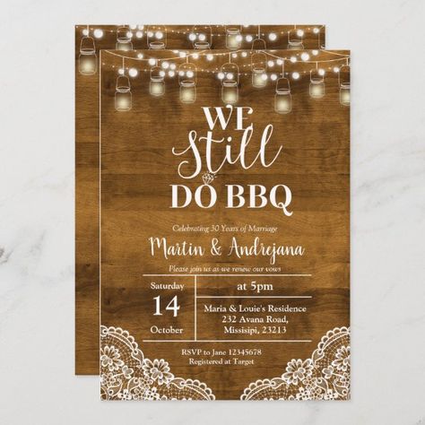 Lace Wedding Anniversary We Still do BBQ invite We Still Do Bbq Ideas, We Still Do Bbq, Anniversary Invitation Card, Bbq Invite, Wedding Vow Renewal Ceremony, Renewing Vows, Renewal Ceremony, 20 Wedding Anniversary, Anniversary Invitation