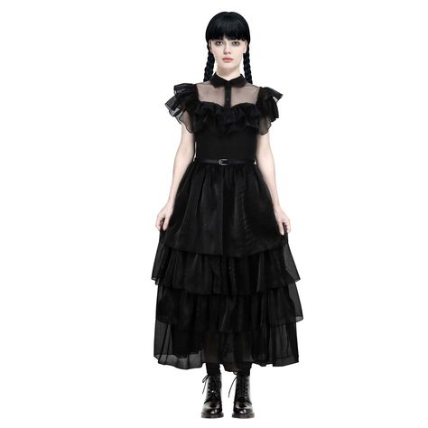 Black Dance Dresses, Wednesday Costume, Wednesday Addams Dress, Addams Dress, Wednesday Addams Costume, Halloween Party Outfit, Lace Costume, Halloween Party Outfits, Black Raven