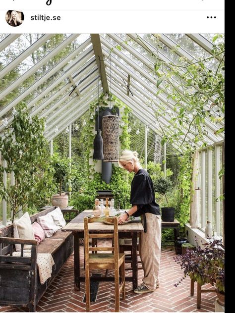 Greenhouse Dining Room, Inside Greenhouse, Greenhouse Cafe, Greenhouse Interiors, Lakeside Living, Backyard Greenhouse, Greenhouse Plans, Interiors Dream, She Sheds