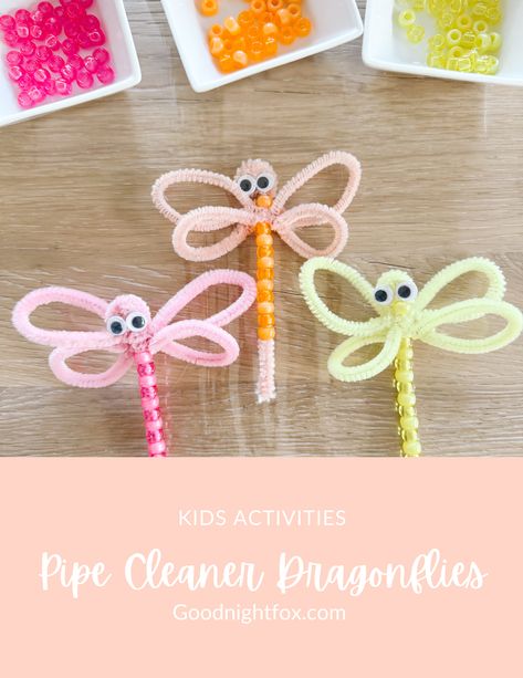 Goodnight Fox - DIY Pipe Cleaner Dragonfly Craft for Kids: A Fun and Easy Activity Dragonfly Crafts, Dragonfly Craft, Sensory Play Toddlers, Diy Kids Room Decor, Dragon Fly Craft, Diy Snow Globe, Sensory Activities Toddlers, Kids Rooms Diy, Diy Pipe