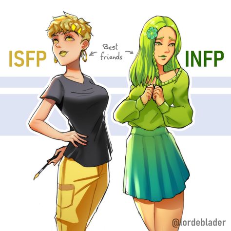 Infp Friendship, Isfp X Infp, Isfp Fanart, Isfp Infp, 16 Personalities Test, Mbti Ships, Different Personality Types, Enfp Infp, Mbti Fanart