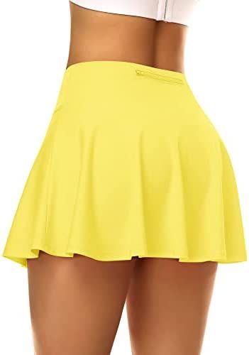 Girly Athletic, Yellow Tennis Skirt, Golf Skorts, Running Skirt, Tennis Outfit Women, Tennis Outfit, Running Skirts, Pleated Tennis Skirt, Athletic Skirt