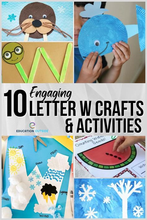 Discover the world of wonder with Letter W crafts and activities, where preschool kids can learn through creative play, developing important skills in a fun and engaging way.. #Fonts #Fontsalphabet W Phonics Activities, Letter W Kindergarten, The Letter W Preschool Crafts, Letter W Crafts For Kindergarten, W Letter Activities Preschool, W Letter Craft Preschool, Letter W For Preschoolers, Preschool Letter W Activities, Letter W Arts And Crafts For Preschool