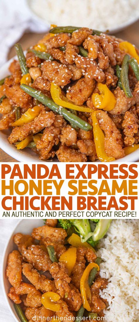 Panda Express Honey Sesame Chicken, Panda Express Recipes, Dinner Then Dessert, Honey Sesame Chicken, Sesame Chicken Recipe, Dada Ayam, Honey Sesame, Panda Express, Sesame Chicken