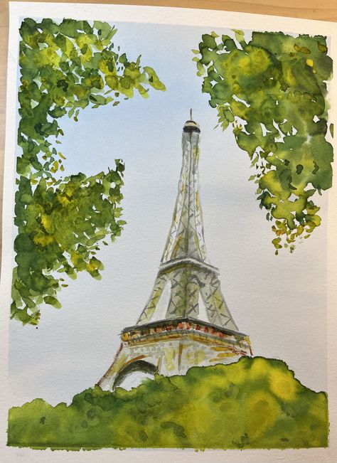 City Drawings, Paint Christmas, City Drawing, Grade 7, Water Colour, Colorful Art, Paris France, Eiffel Tower, Watercolor Art