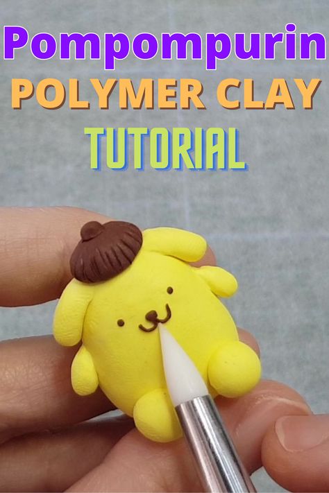 How To Make My Melody Clay, Pompompurin Polymer Clay, Pompompurin Clay Art, Color Clay Ideas, Clay Pompompurin, Clay Sanrio Characters, Pompompurin Crafts, Sanrio Clay Ideas, Polymer Clay Figures Tutorial