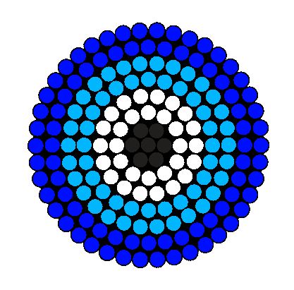 Perler Bead Patterns Evil Eye, Beaded Evil Eye Pattern, Evil Eye Perler Bead Pattern, Evil Eye Beading Pattern, Perler Beads Evil Eye, Evil Eye Bead Pattern, Circle Pearler Bead, Pixel Art Evil Eye, Evil Eye Pixel Art