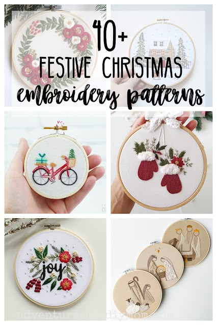 40+ Christmas embroidery patterns to make this holiday season! Nordic Christmas Embroidery, Embroidery Ornament Patterns, Hygge Embroidery Pattern, Diy Embroidered Felt Ornaments, Free Christmas Embroidery Patterns Printables, Free Christmas Hand Embroidery Patterns, Quick Christmas Embroidery, Christmas Wreath Embroidery Patterns Free, Easy Winter Embroidery