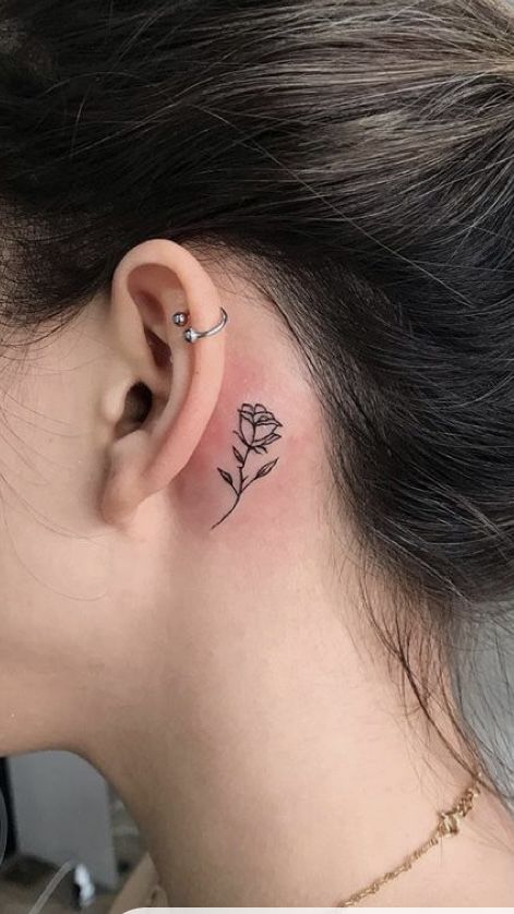 Rose Tattoo Behind The Ear, Tattoo Behind The Ear, Watercolor Heart Tattoos, Behind The Ear Tattoo Ideas, Behind The Ear Tattoo, Behind Ear Tattoos, Tattoo Artist Tattoo, Ear Tattoo Ideas, Artist Tattoo