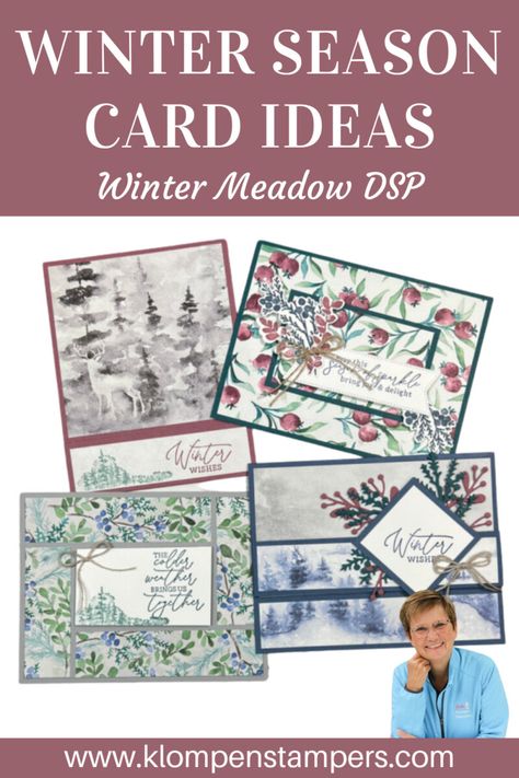 Tami White Stampin Up Ideas, Stampin Up Winter Meadow Cards, Su Christmas Cards, Easy Thank You Cards, New Years Cards, Winter Cards Handmade, New Year Wishes Cards, Hosting Holiday Party, Card Making Ideas Easy