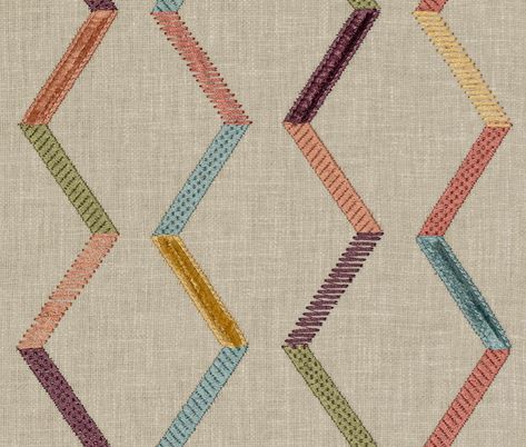 Embroidery On Stripes Fabric, Geometric Embroidery Motifs, Geometric Embroidery Designs Modern, Semi-stitched Embroidered Fabric With Motifs, Bohemian Semi-stitched Embroidered Fabric With Motifs, Fabric Paint Diy, Trend Fabrics, Linear Pattern, Drapery Hardware