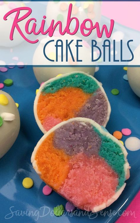 This rainbow cake balls recipe would make a fun St. Patrick's Day treat to celebrate the day with family or friends. Multi Colored Cake, Poop Cake, Cake Balls Recipe, Rainbow Cake Pops, Cake Ball Recipes, Family Projects, Hazelnut Cake, Thrifty Thursday, Rainbow Food