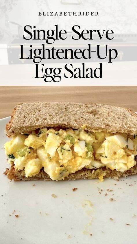 When I’m craving egg salad and have a few hard-boiled eggs, this is how I make a lighter version of egg salad that hits the spot without the sometimes “gut bomb” feeling that comes with traditional egg salad.#SingleServeEggSalad #LightenedUpEggSalad #HealthyEggSaladForOne #LowCalorieEggSalad Egg Salad Sandwich For One, Low Calorie Egg Salad, Egg Salad For One, Egg Salad Healthy, Healthy Egg Salad Recipe, Salad For One, Egg Salad Recipe Healthy, Recipe For Lunch, Healthy Egg Salad