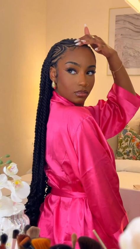 Cornrows Natural Hair, Cabello Afro Natural, Cornrows Braids For Black Women, Short Box Braids Hairstyles, Braided Hairstyles For Black Women Cornrows, Classy Hairstyles, Black Ponytail Hairstyles, Feed In Braids Hairstyles, Goddess Braids Hairstyles