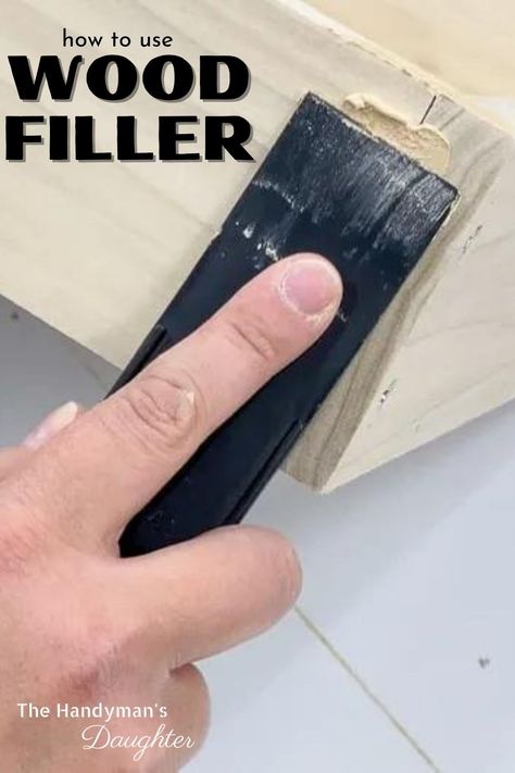 Wood filler is like a band-aid, used to fix boo boos in your projects. It can hide screws, cracks, holes, and gaps between boards. Best of all, it disappears under a coat of paint! I've used wood filler to fix a multitude of mistakes, like when I drilled the hardware holes in my brand new Shaker cabinet doors in the wrong spot. Oops! Hide Screws In Wood, How To Hide Screws In Wood, Wood Filler On Cabinet Doors, Wood Filler Tips, Kitchen Hinges, Carpentry Ideas, Rustic Boutique, Fill Nail Holes, Shaker Cabinet Doors