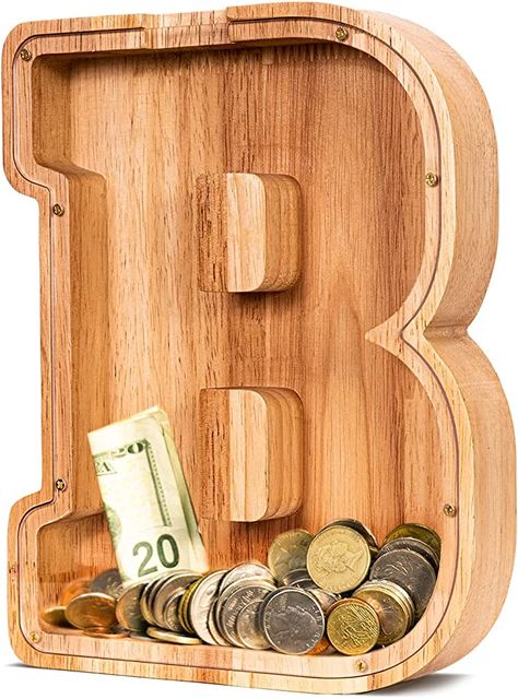 Toddler Alphabet, Letter Piggy Bank, Alphabet R, Personalized Wooden Letters, Alphabet Birthday, Alphabet For Toddlers, Toy Money, Wooden Piggy Bank, Money Saving Box