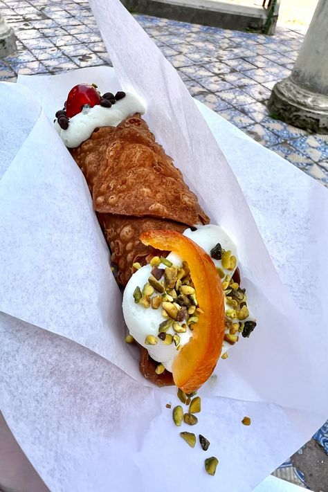 Get the best cannoli in Palermo using the secret recipes from nuns that have been handed down from generation to generation. #dessert #palermo #travel #sicily Palermo Italy Sicily, Travel Sicily, Southern Italy Travel, Sicily Food, Bacon Chowder, French Potatoes, Manifest Board, Cream Of Asparagus Soup, Italian Aesthetic