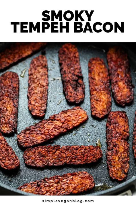 Make your own Smoky Tempeh Bacon in just 20 minutes! With its crispy texture, it's perfect for adding a special touch to your favorite dishes. Try it on sandwiches, salads, or as a tasty snack! #veganrecipes #plantbased #healthyfood #easyrecipes #snackideas Marinated Tempeh, Protein Vegetarian, Tempeh Bacon, Tempeh Recipes, High Protein Vegetarian Recipes, Plant Based Burgers, Vegan Blog, Vegetarian Meals, Tempeh