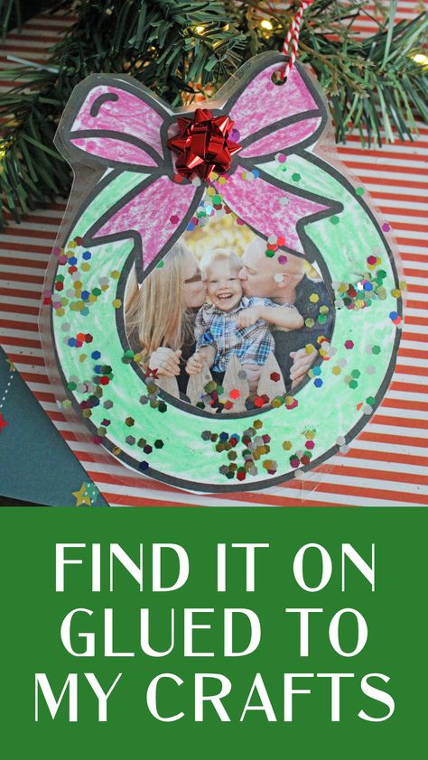 Christmas Wreath Photo Ornament Wreath Picture Ornaments For Kids, Ornament Frame Diy, Wreath Ornaments For Kids, Preschool Ornament Craft With Picture, Kid Picture Ornaments Diy, Kids Picture Ornament Craft, Christmas Ornaments Preschool, Wreath Crafts For Kids, Christmas Wreath Photo