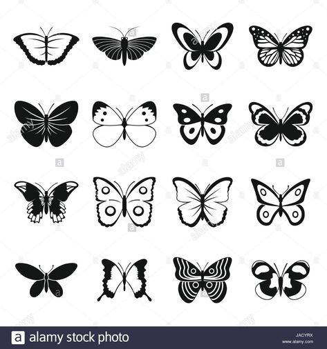 Butterfly Icons, Harmony Tattoo, Simple Butterfly Tattoo, Butterfly Vector, Simple Butterfly, Butterfly Illustration, Hand Lettering Fonts, Sleeve Tattoos For Women, Simple Illustration